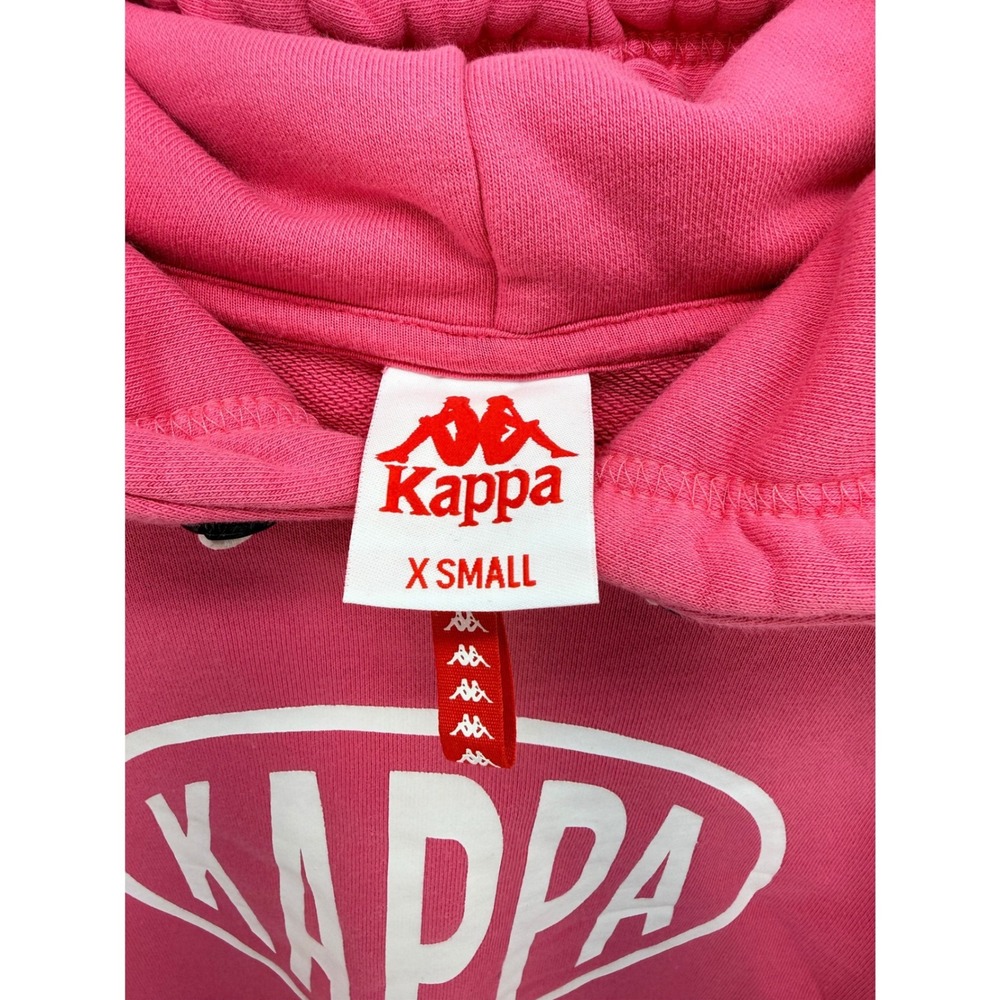 Kappa Pink Cropped Logo Hoodie Sz XS Streetwear Athleisure Y2K Baddie Sweatshirt - Picture 4 of 10